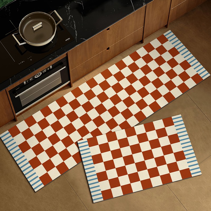 Commercial Kitchen Mats - Tapete de cozinha xadrez vintage antiderrapante