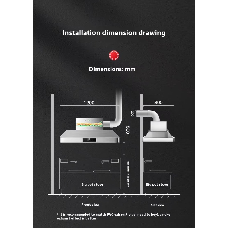 Commercial Kitchen Hood - Coifa Comercial de Aço Inoxidável para