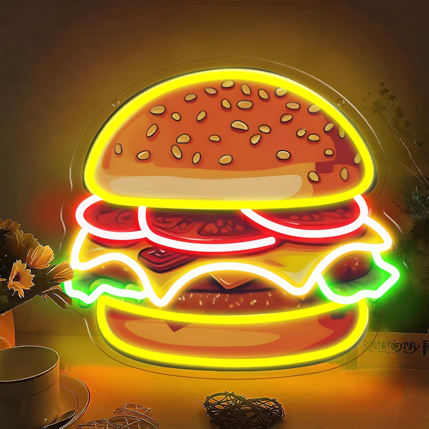 Commercial Kitchen Lights - Letreiro Neon LED de Hambúrguer para