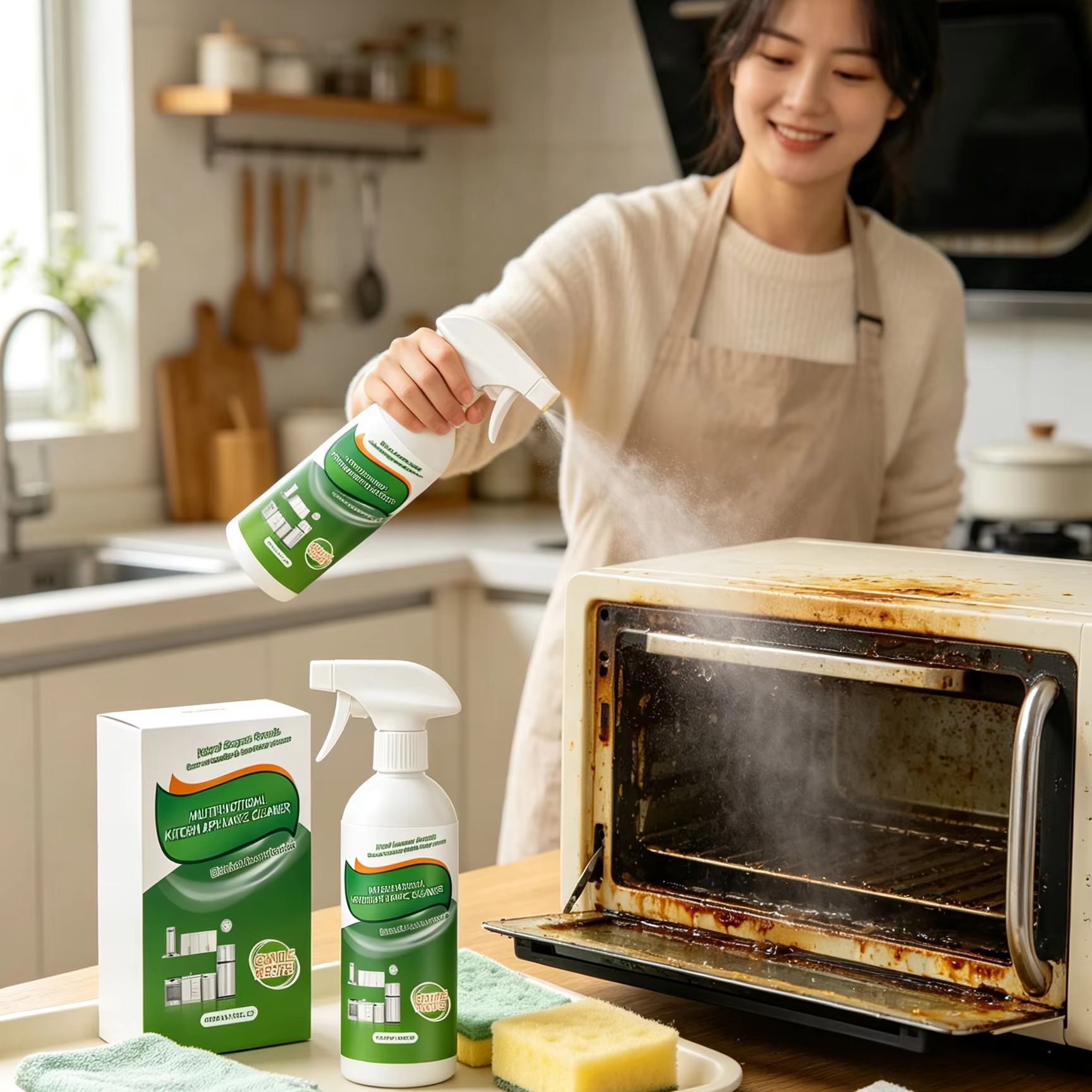 Commercial Kitchen Grease Cleaner - Limpador Multifuncional para Eletrodomésticos de Cozinha,