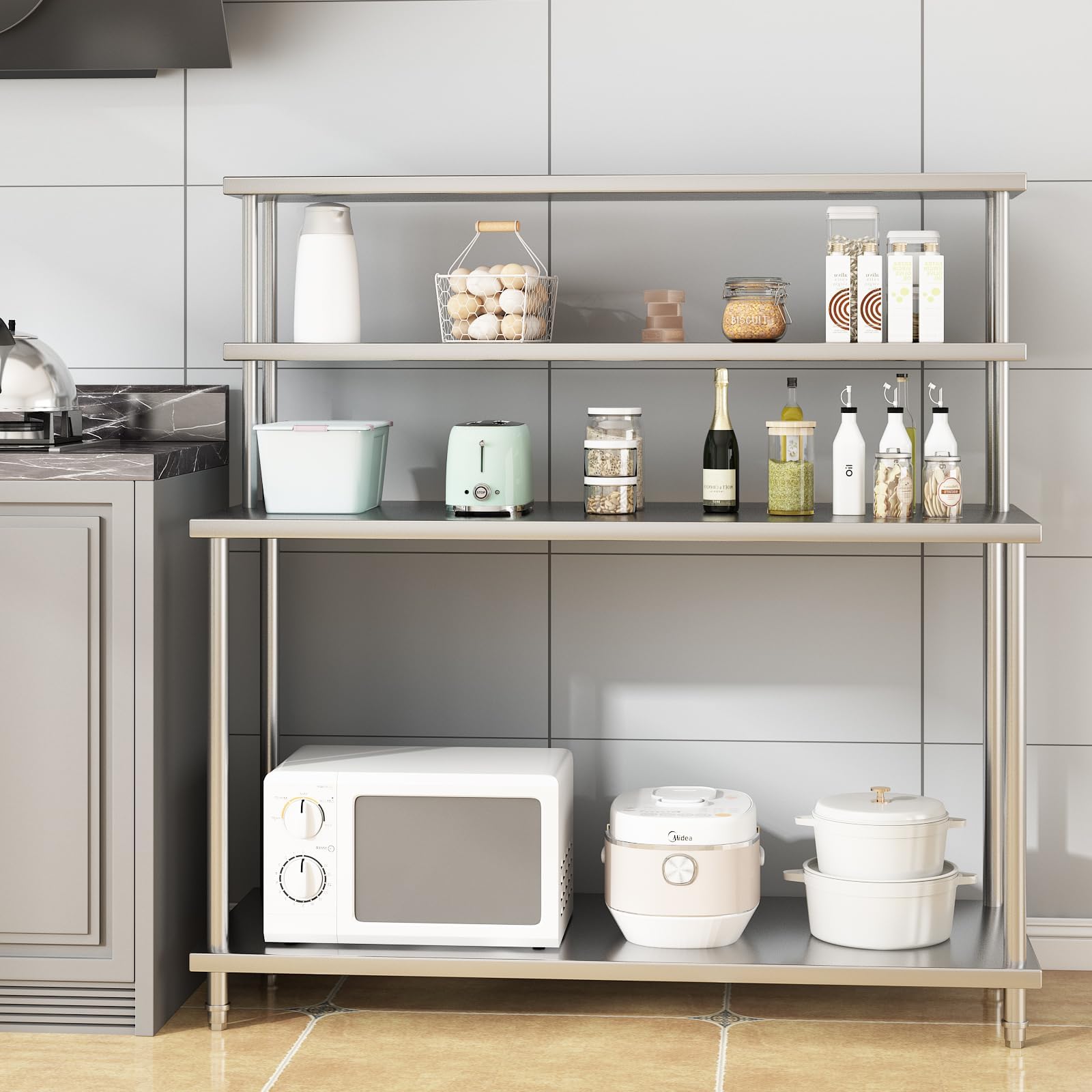 Commercial Kitchen Prep Table With Storage - Mesa de Aço Inoxidável com Prateleiras