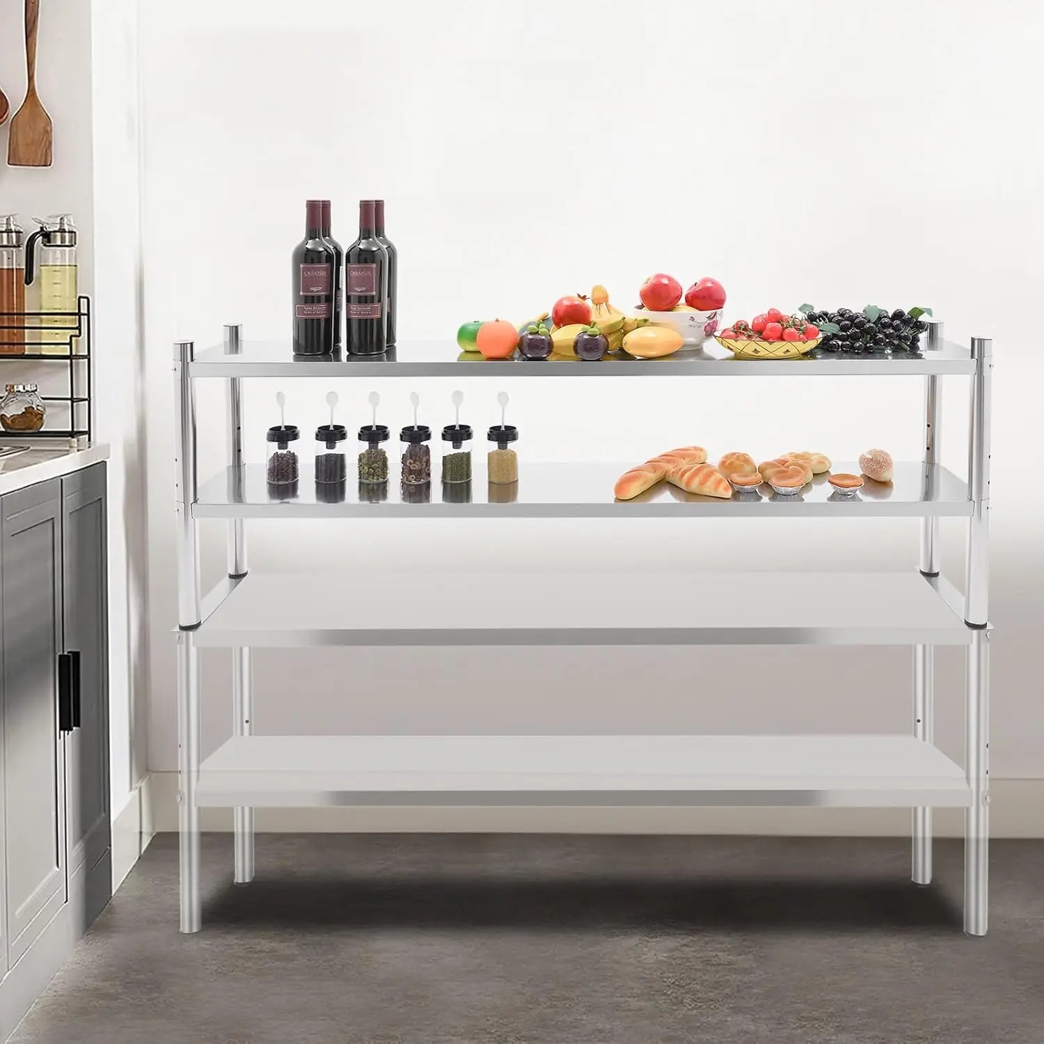 Prateleira Dupla de Aço Inoxid - Commercial Kitchen Prep Table With Storage avaliação e preço