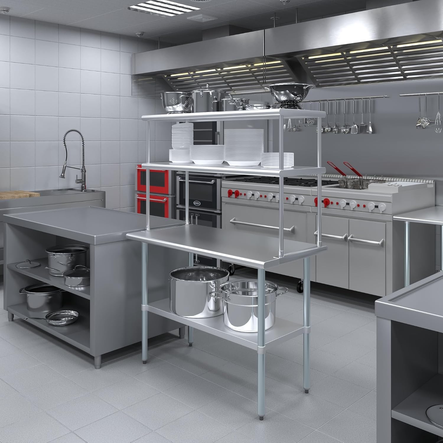 Prateleira de mesa de aço inox - Commercial Kitchen Prep Table With Storage avaliação e preço