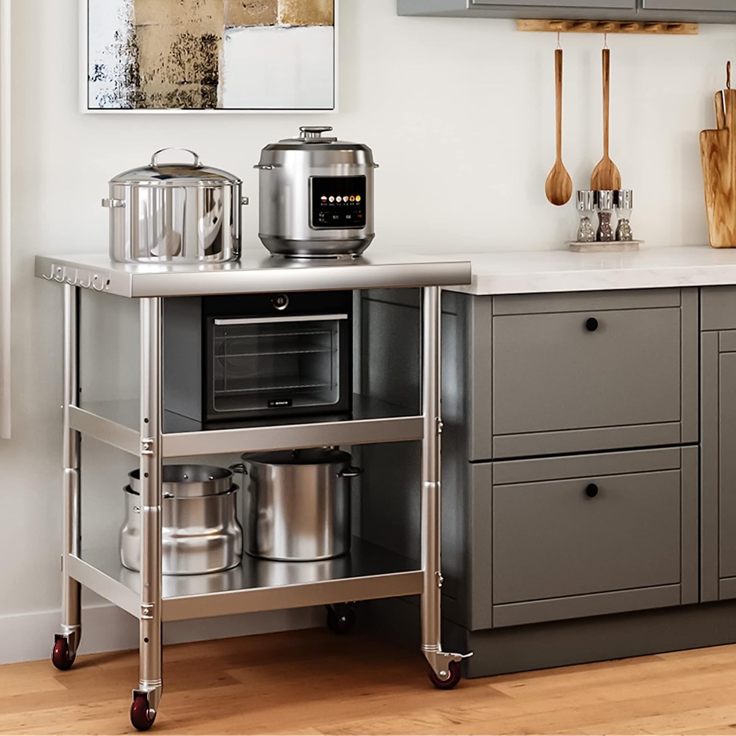 Mesa de Preparação de Alimento - Commercial Kitchen Prep Table With Storage avaliação e preço