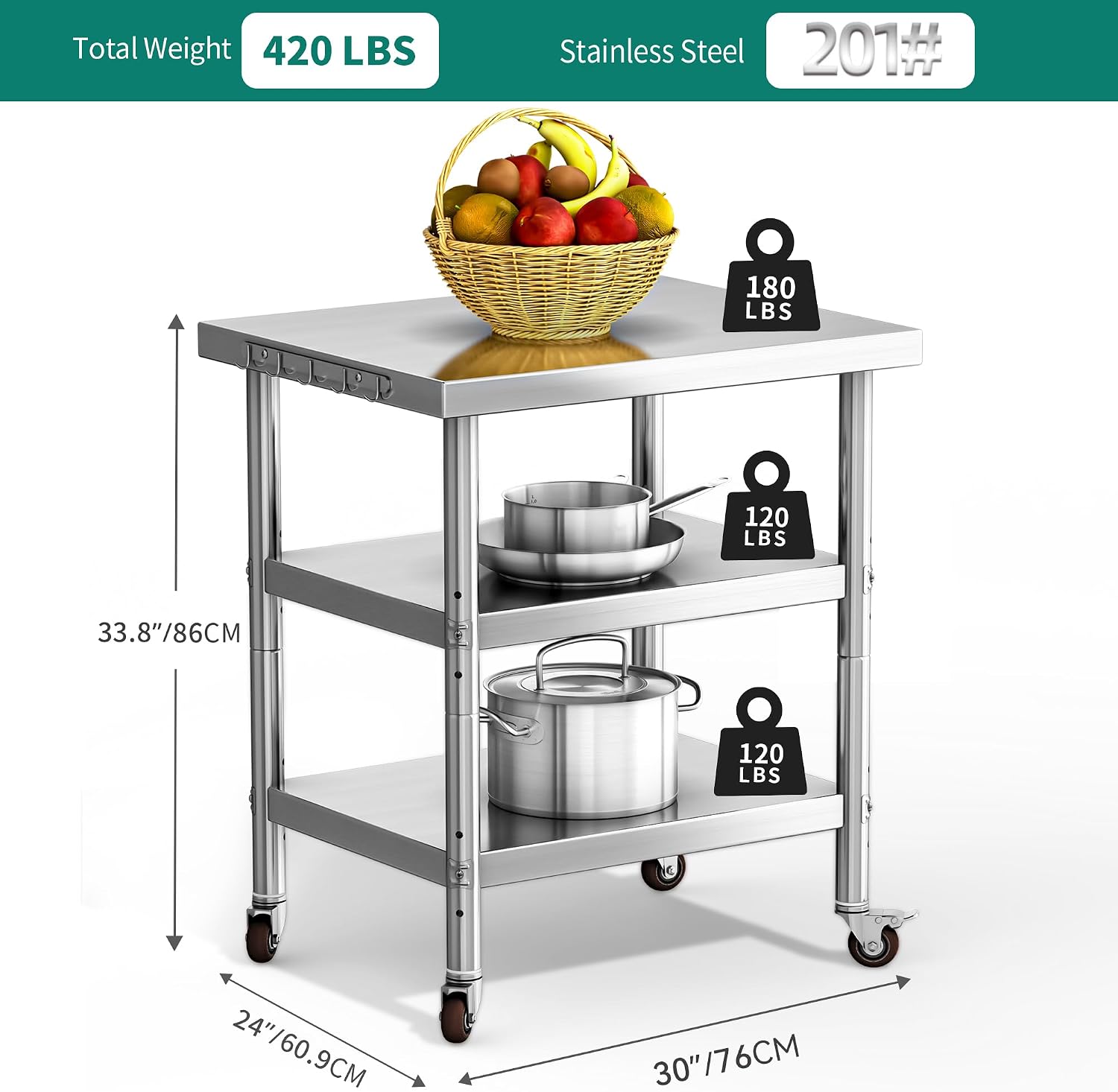 Mesa de Preparação de Alimento - Commercial Kitchen Prep Table With Storage avaliação e preço