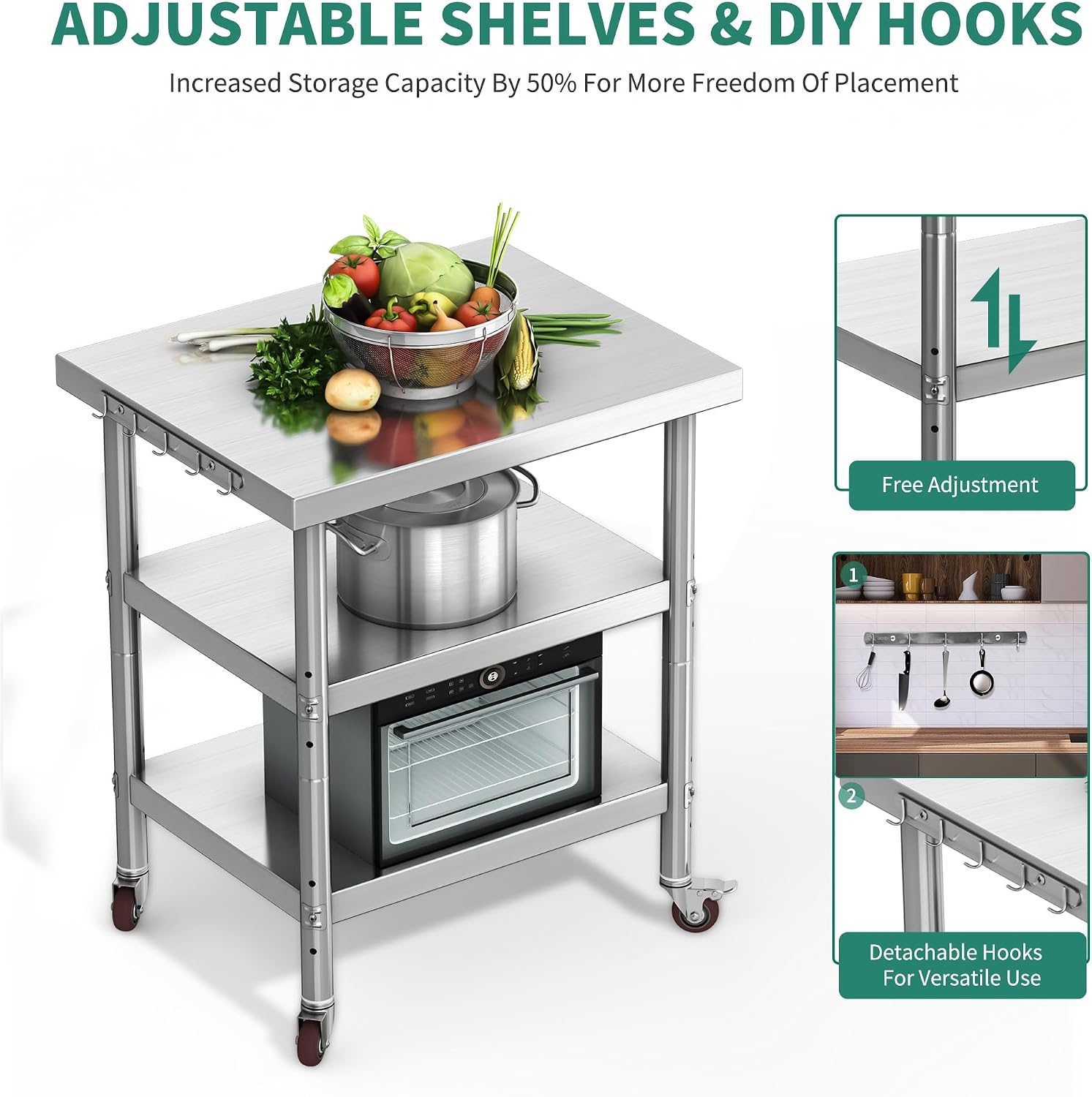 Mesa de Preparação de Alimento - Commercial Kitchen Prep Table With Storage avaliação e preço