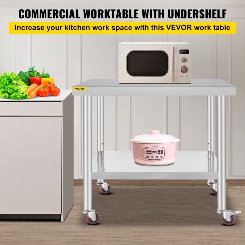 Mesa de Preparação de Cozinha  - Commercial Kitchen Prep Table With Storage avaliação e preço