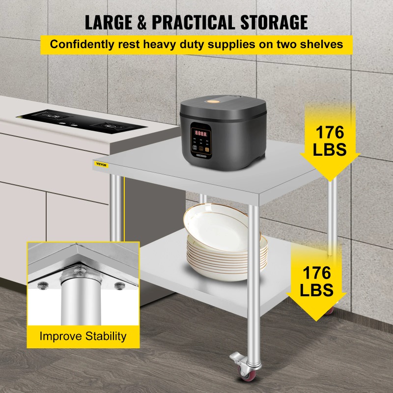 Mesa de Preparação de Cozinha  - Commercial Kitchen Prep Table With Storage avaliação e preço