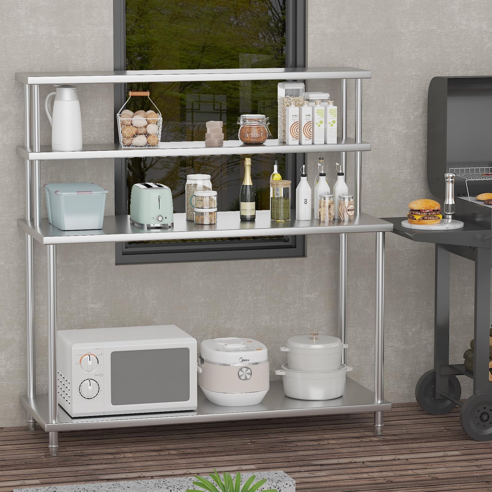 Mesa de Aço Inoxidável com Pra - Commercial Kitchen Prep Table With Storage avaliação e preço